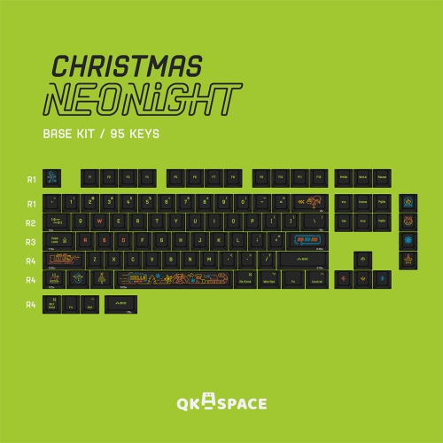 QKA space CHRISTMAS NEONIGHT PC幻黑透明鍵帽組95鍵_Cherry原廠高_鍵